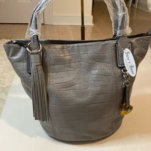 Barr Barr Gray Crocodile Leather Tote NWT